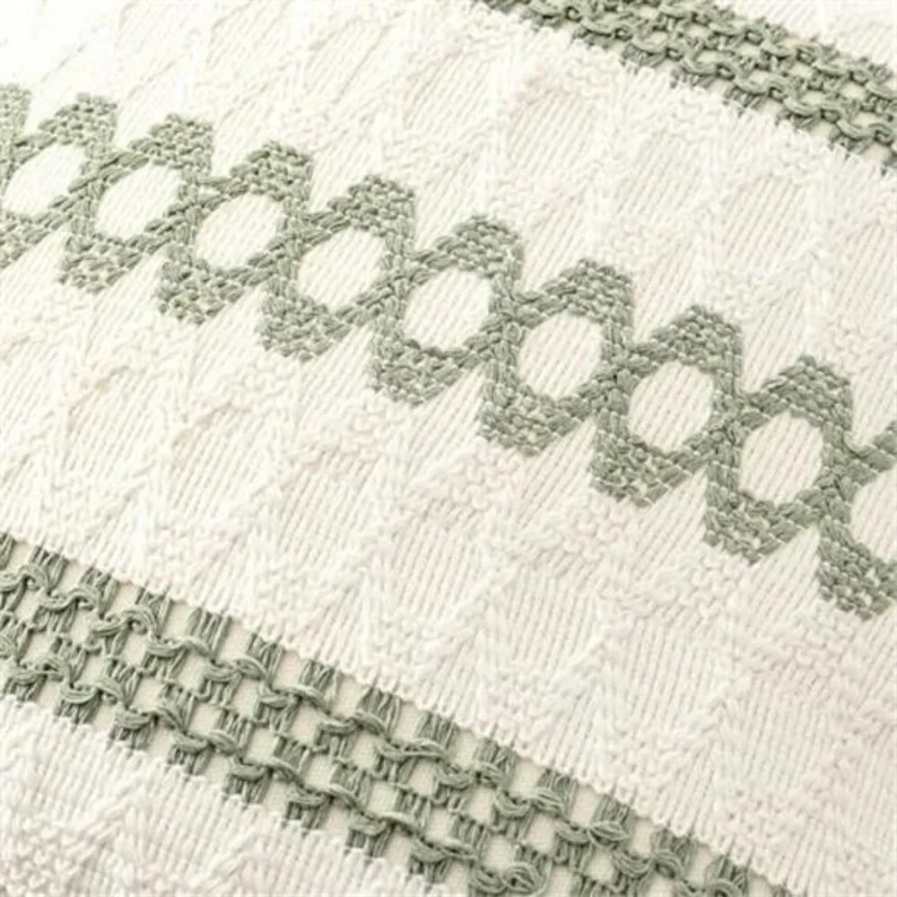 Set of 2 Sage Green Boho Decorative Pillow Covers 18x18 Inch Farmhouse